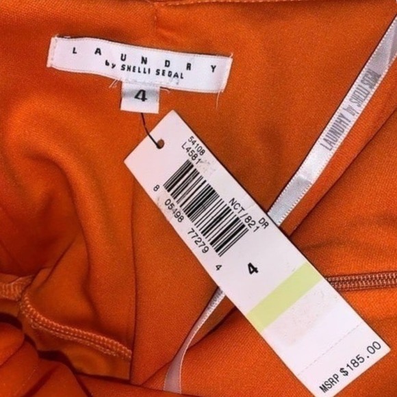 Laundry Dress Size 4 Orange Strapless Ruched Resortwear‎ Cocktail Chic NEW - Picture 6 of 8